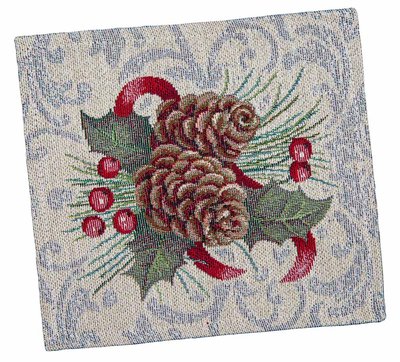 Tapestry placemat RUNNER1198 "Christmas Flower", 17x18, Square, New Year's, Silver lurex, 75% polyester, 22% cotton, 3% acrylic