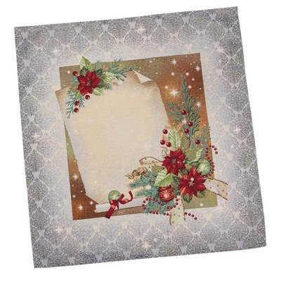 Tapestry tablecloth RUNNER334G "Holiday Postcard", 97х100, Square, New Year's, Golden lurex, 75% polyester, 22% cotton, 3% acrylic