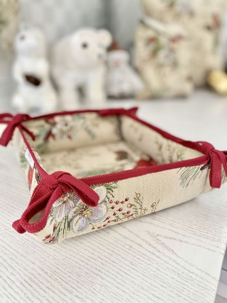 Tapestry bread basket EDEN1197, 20х20х8, 20, 20, 8, Square, New Year's, Golden lurex, 75% polyester, 22% cotton, 3% acrylic, Tapestry