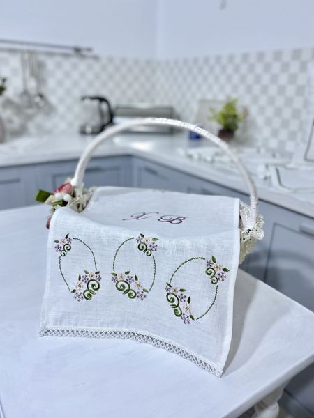 Towel for the Easter basket RKVV038, 31x67, Rectangular, Easter, Embroidery, 100% linen
