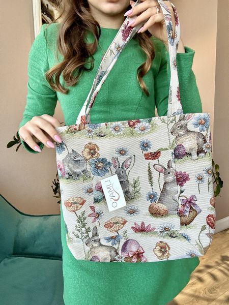 Tapestry shopping bag EDEN1017, 36x36, Square, Easter, Without lurex, 75% polyester, 22% cotton, 3% acrylic, Tapestry