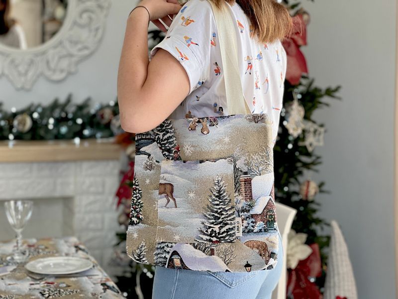 Tapestry shopping bag EDEN1267-SM36, 36x36, Square, New Year's, Without lurex, 75% polyester, 22% cotton, 3% acrylic, Tapestry