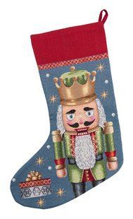 Tapestry gift sock RUNNER4026, 30x47, New Year's, Golden lurex, 70% polyester, 23% cotton, 3% acrylic, 4% metal fibre, Tapestry