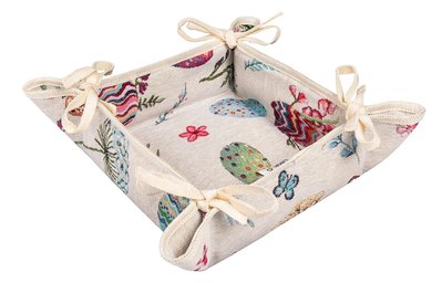 Tapestry bread basket EDEN FLY, 20x20x8, Square, Easter, Without lurex, 40% polyester, 60% cotton
