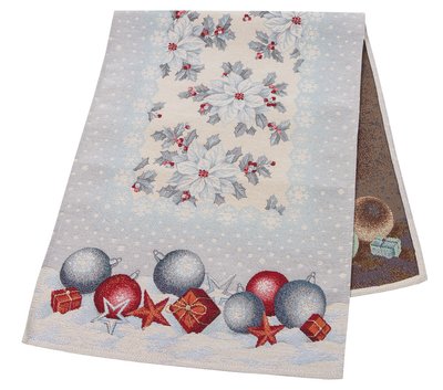 Tapestry table runner RUNNER904 "Stars & Balls", 45x140, Rectangular, New Year's, Without lurex, 75% polyester, 22% cotton, 3% acrylic