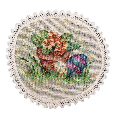 Tapestry placemat with lace ROUND1016M-10D