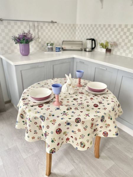 Tapestry tablecloth EDEN274B, Ø180, Round, Easter, Without lurex, 75% polyester, 22% cotton, 3% acrylic