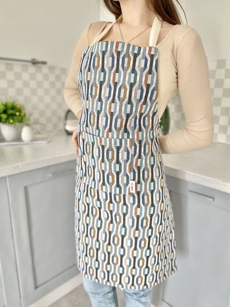 Tapestry kitchen apron ZOOM007, 60х85, 85, 60, Geometry, Silver lurex, 75% polyester, 22% cotton, 3% acrylic, Tapestry