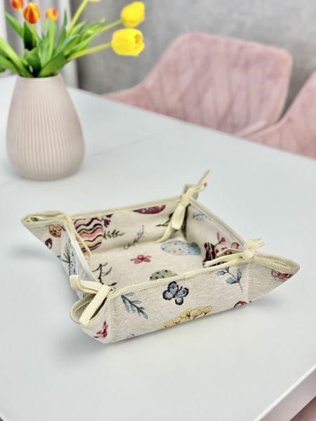Tapestry bread basket EDEN FLY, 20х20х8, 20, 20, 8, Square, Easter, Without lurex, 60% cotton, 40% polyester, Tapestry