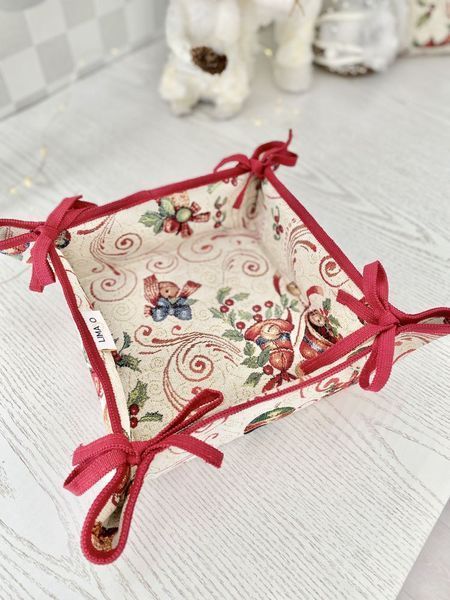 Tapestry bread basket MIRRA, 20х20х8, 20, 20, 8, Square, New Year's, Golden lurex, 75% polyester, 22% cotton, 3% acrylic, Tapestry