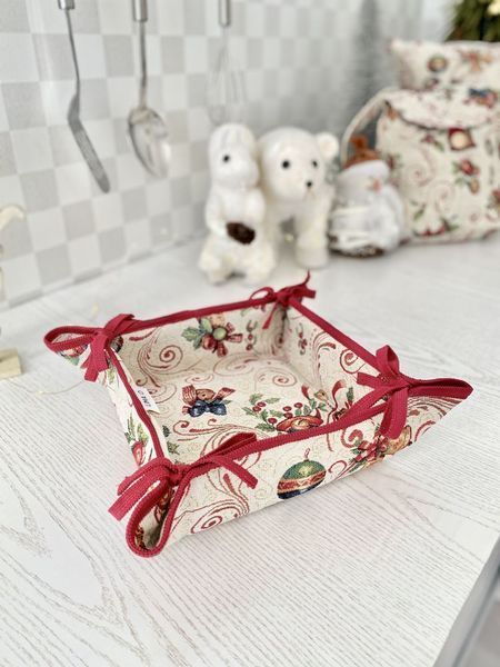 Tapestry bread basket MIRRA, 20х20х8, 20, 20, 8, Square, New Year's, Golden lurex, 75% polyester, 22% cotton, 3% acrylic, Tapestry