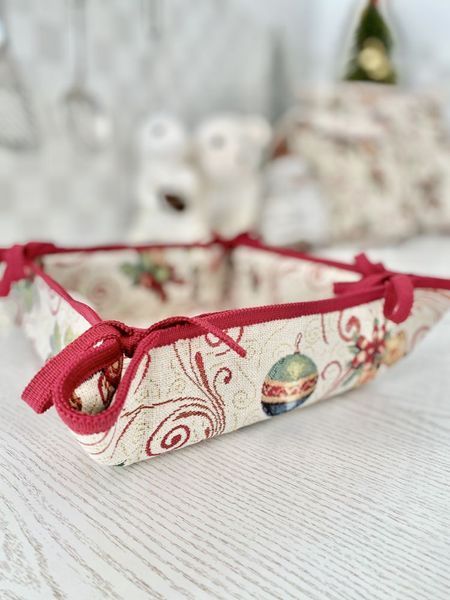 Tapestry bread basket MIRRA, 20х20х8, 20, 20, 8, Square, New Year's, Golden lurex, 75% polyester, 22% cotton, 3% acrylic, Tapestry