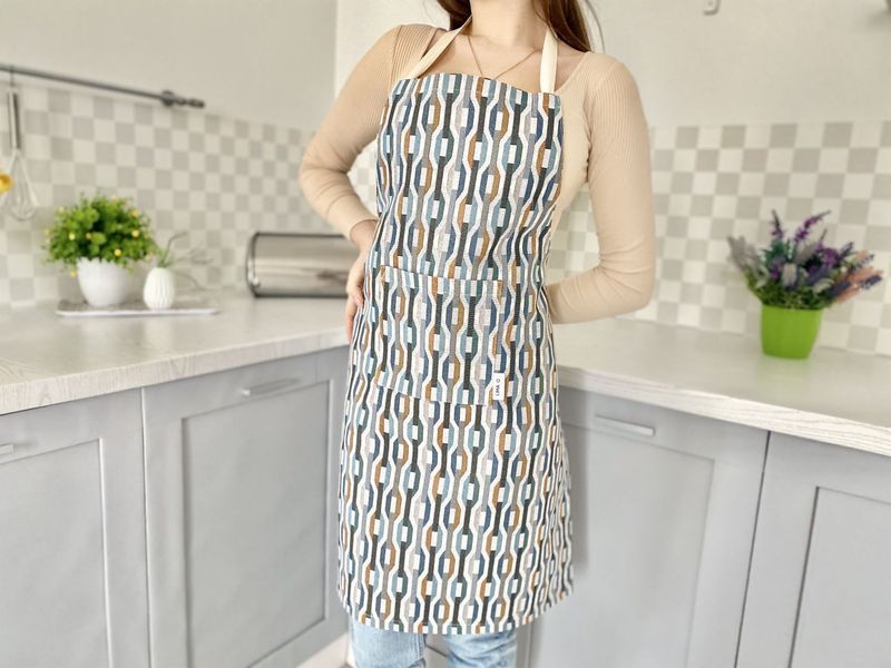 Tapestry kitchen apron ZOOM007, 60х85, 85, 60, Geometry, Silver lurex, 75% polyester, 22% cotton, 3% acrylic, Tapestry