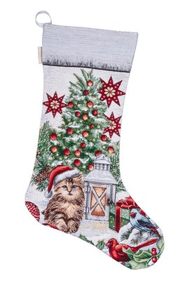 Tapestry gift sock SURI, 33x54, New Year's, With microfibre + silver lurex, 40% polyester, 60% cotton