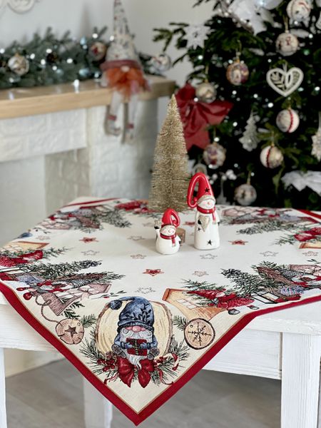 Tapestry tablecloth FEDERICA, 97х100, Square, New Year's, Silver lurex, 59% polyester, 24% acrylic, 17% cotton