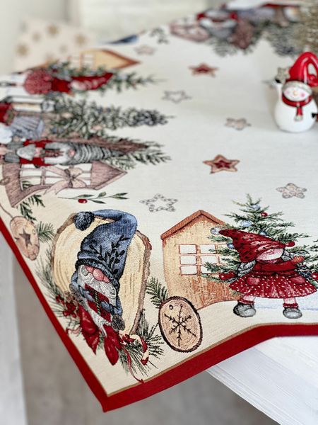 Tapestry tablecloth FEDERICA, 97х100, Square, New Year's, Silver lurex, 59% polyester, 24% acrylic, 17% cotton