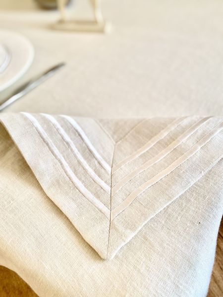 Linen tablecloth SKLB27, 140x140, Square, Monochrome, Embroidery, 100% linen