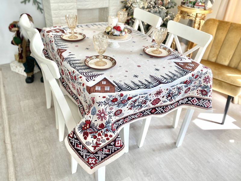 Tapestry tablecloth HUTSUL, 137х180, 180, 137, Rectangular, New Year's, Without lurex, with microfibre, 80% polyester, 15% cotton, 5% acrylic, Tapestry
