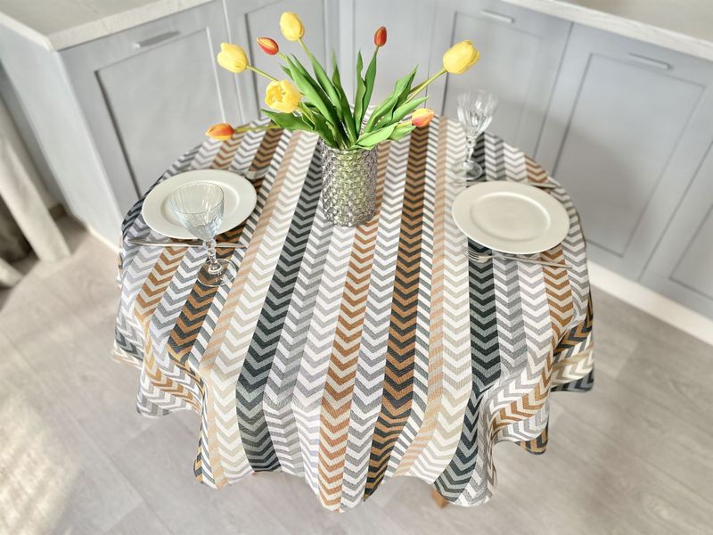 Tapestry tablecloth ZOOM004, Ø240, Round, Everyday, Without lurex, 75% polyester, 22% cotton, 3% acrylic