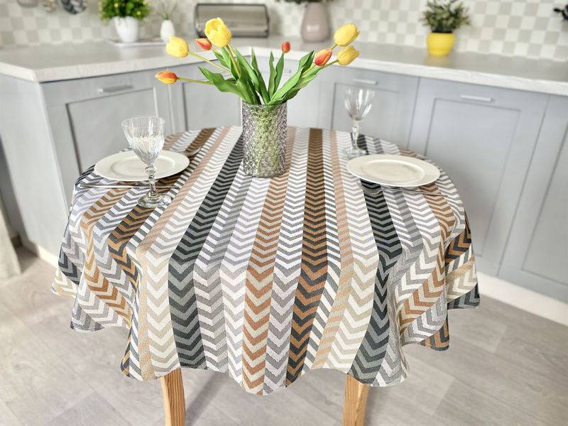 Tapestry tablecloth ZOOM004, Ø240, Round, Everyday, Without lurex, 75% polyester, 22% cotton, 3% acrylic