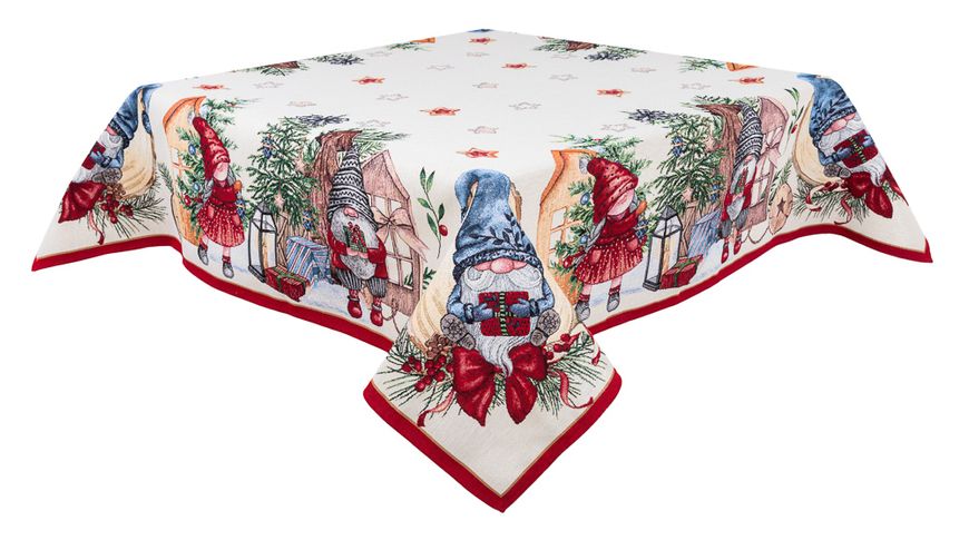 Tapestry tablecloth FEDERICA, 137х137, Square, New Year's, Silver lurex, 59% polyester, 24% acrylic, 17% cotton