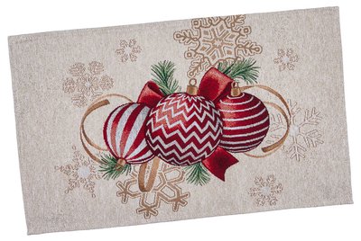 Tapestry placemat RED BALLS, 33x53, Rectangular, New Year's, Golden lurex, 75% polyester, 22% cotton, 3% acrylic