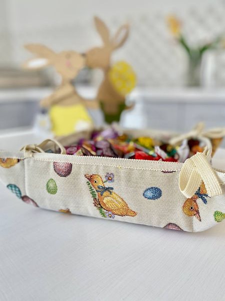 Tapestry bread basket LIMA028, 20x20x8, Square, Easter, Without lurex, 75% polyester, 22% cotton, 3% acrylic