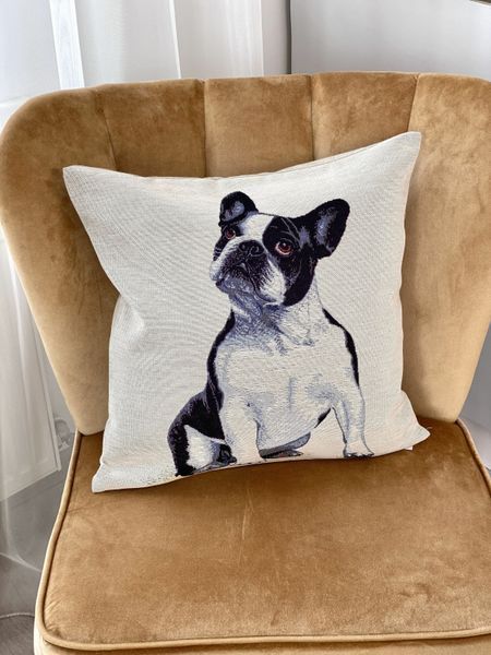 Single-sided tapestry cushion cover FRENCH BULLDOG-NV