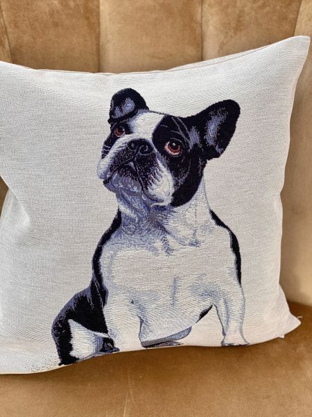 Single-sided tapestry cushion cover FRENCH BULLDOG-NV