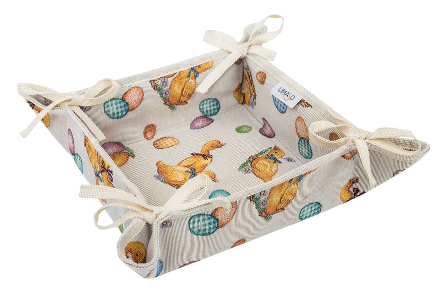 Tapestry bread basket LIMA028, 20x20x8, Square, Easter, Without lurex, 75% polyester, 22% cotton, 3% acrylic