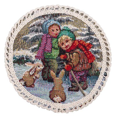 Tapestry placemat with lace ROUND1267M-10D "Loud Carol", Ø10, Round, New Year's, Without lurex, 75% polyester, 22% cotton, 3% acrylic