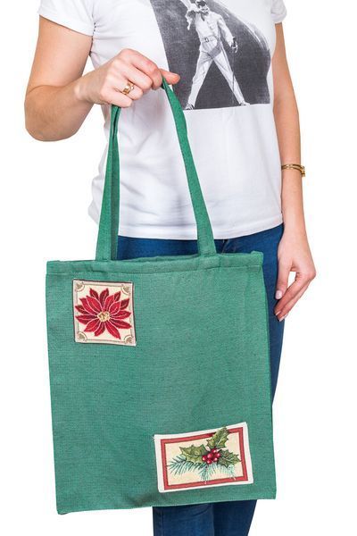 Torba na zakupy z gobelinu SMG01, 35x40, Prostokątny, Nowy Rok, Bez lureksu, 75% poliester, 22% bawełna, 3% akryl, Gobelin