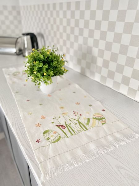 Embroidered Easter table runner NPVV03, 40x100, Rectangular, Easter, Embroidery, 100% linen