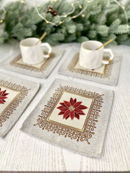 Tapestry placemat RUNNER902 "Merry Bells", 17x18, Square, New Year's, Without lurex, 75% polyester, 22% cotton, 3% acrylic