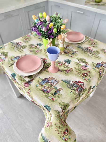 Tapestry tablecloth EDEN1184, 137х137, Square, Easter, Without lurex, 75% polyester, 22% cotton, 3% acrylic