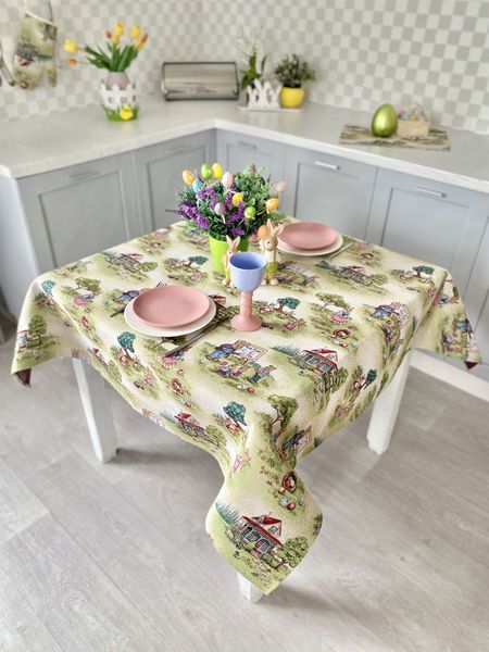 Tapestry tablecloth EDEN1184, 97х100, Square, Easter, Without lurex, 75% polyester, 22% cotton, 3% acrylic