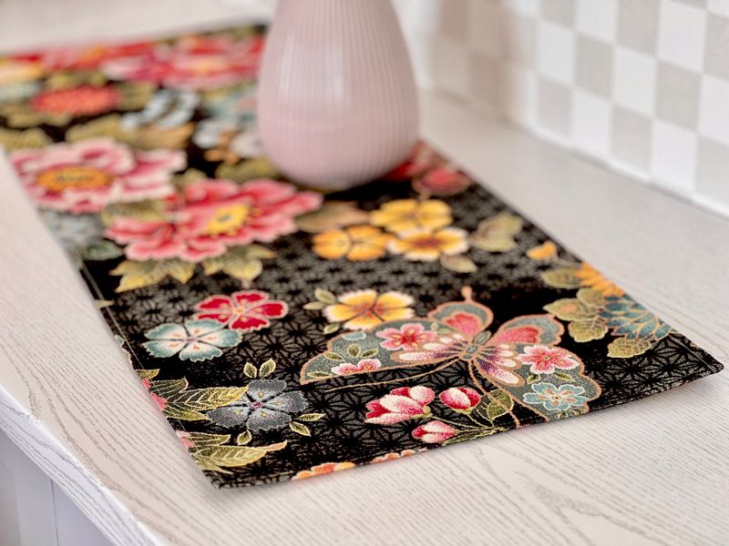 Tapestry table runner JAPAN003, 37х100, Rectangular, Everyday, Golden lurex, 75% polyester, 22% cotton, 3% acrylic