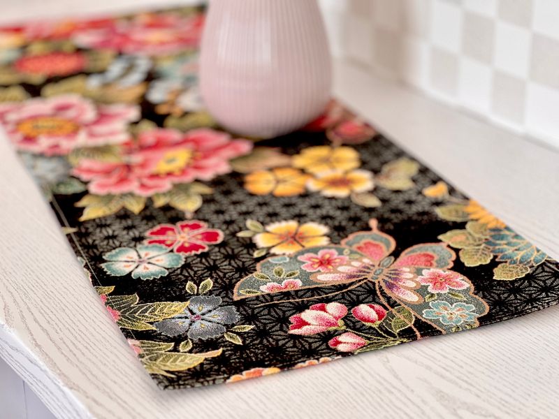 Tapestry table runner JAPAN003, 37х100, Rectangular, Everyday, Golden lurex, 75% polyester, 22% cotton, 3% acrylic