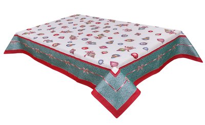 Tapestry tablecloth RUNNER336V "Christmas Toys", 137х137, Square, New Year's, Silver lurex, 75% polyester, 22% cotton, 3% acrylic
