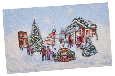 Tapestry placemat VILLAGE, 33x53, Rectangular, New Year's, Silver lurex, 75% polyester, 22% cotton, 3% acrylic