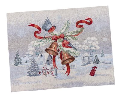 Tapestry placemat RUNNER1254 "Christmas News", 37x49, Rectangular, New Year's, Silver lurex, 70% polyester, 23% cotton, 3% acrylic, 4% metal fibre