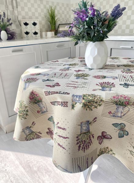 Tapestry tablecloth SKG21, Ø200, Round, Everyday, Without lurex, 75% polyester, 22% cotton, 3% acrylic