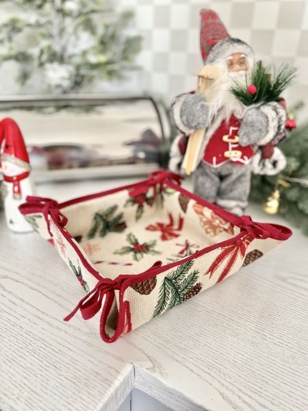 Gobelinowy koszyk na chleb SPARKLE, 20х20х8, 20, 20, 8, Kwadrat, Nowy Rok, Złoty lureks, 75% poliester, 22% bawełna, 3% akryl, Gobelin