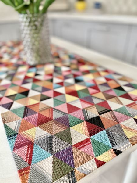 Tapestry table runner GEO117, 37х100, 100, 37, Rectangular, Geometry, Without lurex, 75% polyester, 22% cotton, 3% acrylic, Tapestry