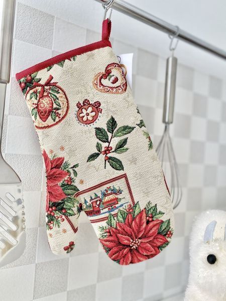 Tapestry oven mitten NAT, 17х30, 30, 17, New Year's, Golden lurex, 75% polyester, 22% cotton, 3% acrylic, Tapestry