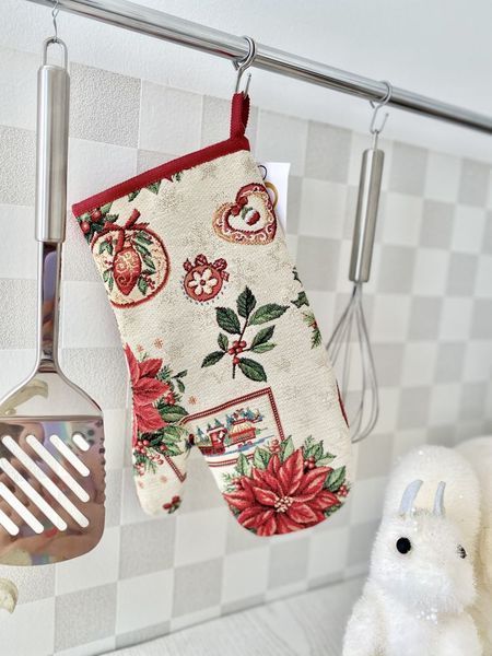 Tapestry oven mitten NAT, 17х30, 30, 17, New Year's, Golden lurex, 75% polyester, 22% cotton, 3% acrylic, Tapestry