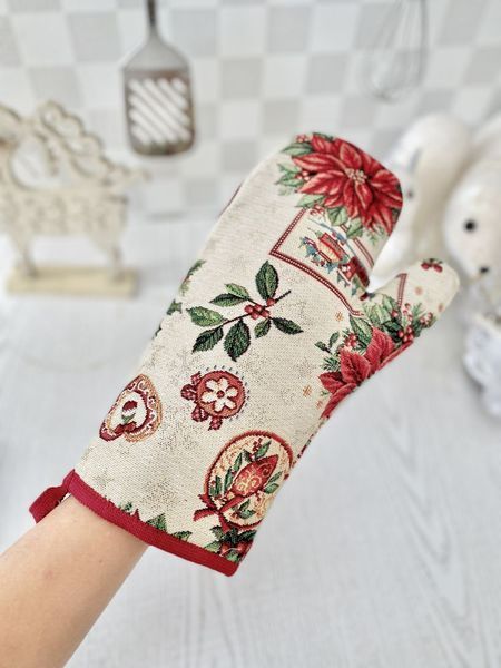 Tapestry oven mitten NAT, 17х30, 30, 17, New Year's, Golden lurex, 75% polyester, 22% cotton, 3% acrylic, Tapestry