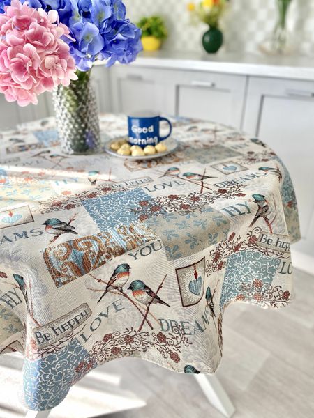 Tapestry tablecloth EDEN468, Ø160, Round, Everyday, Without lurex, 75% polyester, 22% cotton, 3% acrylic