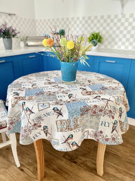 Tapestry tablecloth EDEN468, Ø160, Round, Everyday, Without lurex, 75% polyester, 22% cotton, 3% acrylic