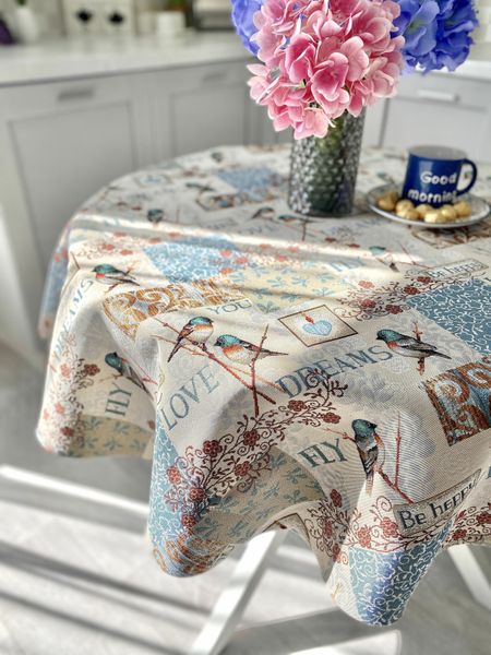 Tapestry tablecloth EDEN468, Ø160, Round, Everyday, Without lurex, 75% polyester, 22% cotton, 3% acrylic